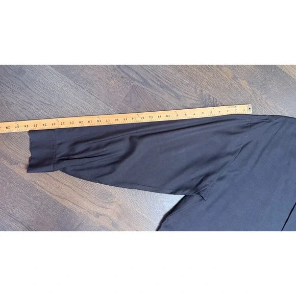 Donna Karan Signature Mens XL Silk Wool Hidden Button ShirtBlack High End
